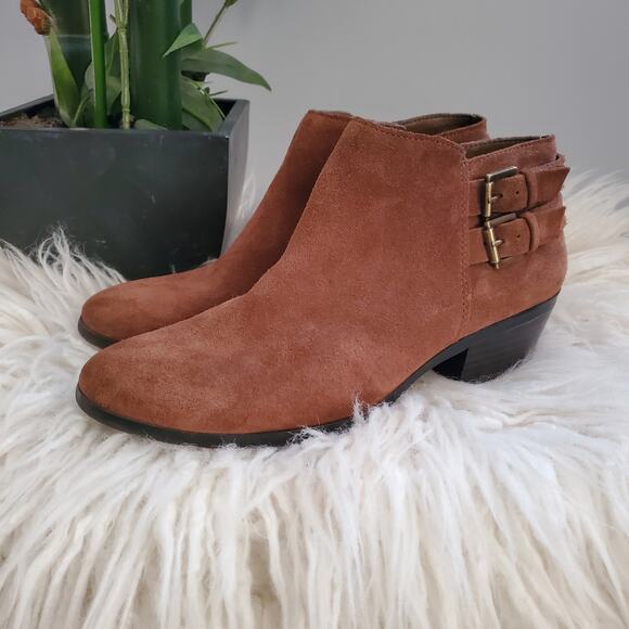 Sam Edelman Brown Suede Petal Booties Ankle Boots 7 - Picture 3 of 11